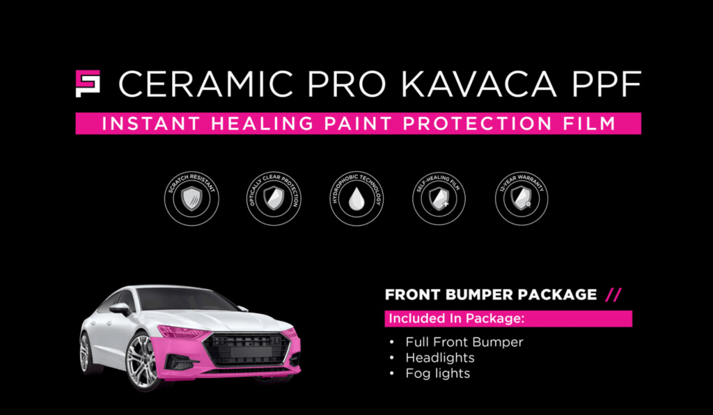 Elite Auto PRO Colorado Springs – KAVACA Paint Protection Film (PPF) Installation Levels. Level 1 - Partial Protection: Starts at $495. Level 2 - Enhanced Front Protection: Starts at $1,495. Level 3 - Comprehensive Coverage:Starts at $1,995. KAVACA Matte PPF: Add 20% to the price of any level. Explore more PPF options and packages tailored to meet your specific needs. We offer solutions that provide partial to complete coverage, depending on your preference and budget. Phone: 719-375-1252 (Address: 384 Garden of the Gods Rd Suite #102, Colorado Springs, CO 80907).